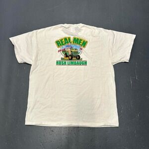 Vintage 90s "real men listen to Rush Limbaugh" double sided big print Tshirt